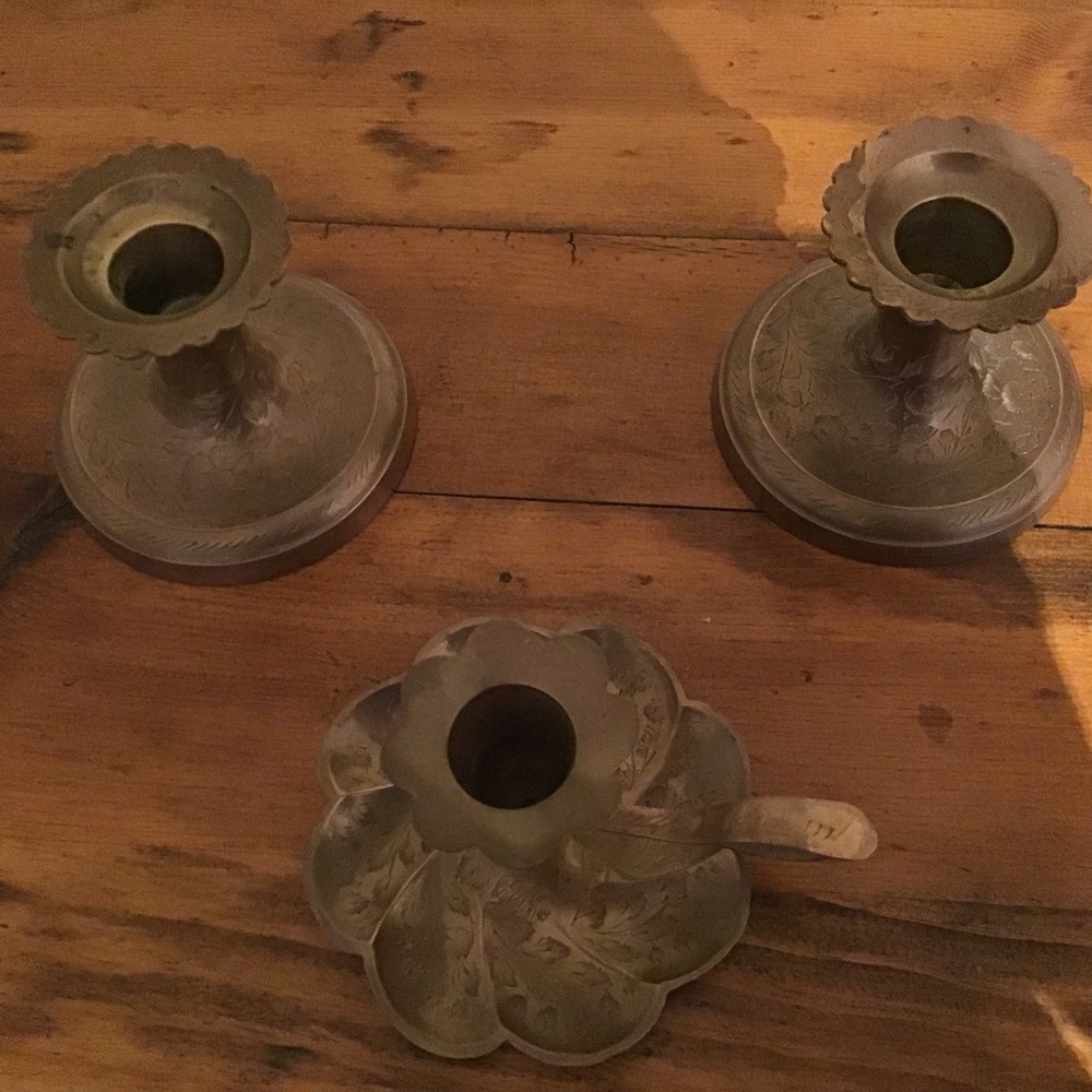 Vintage Brass Candlestick Holders - Picture 4 of 5